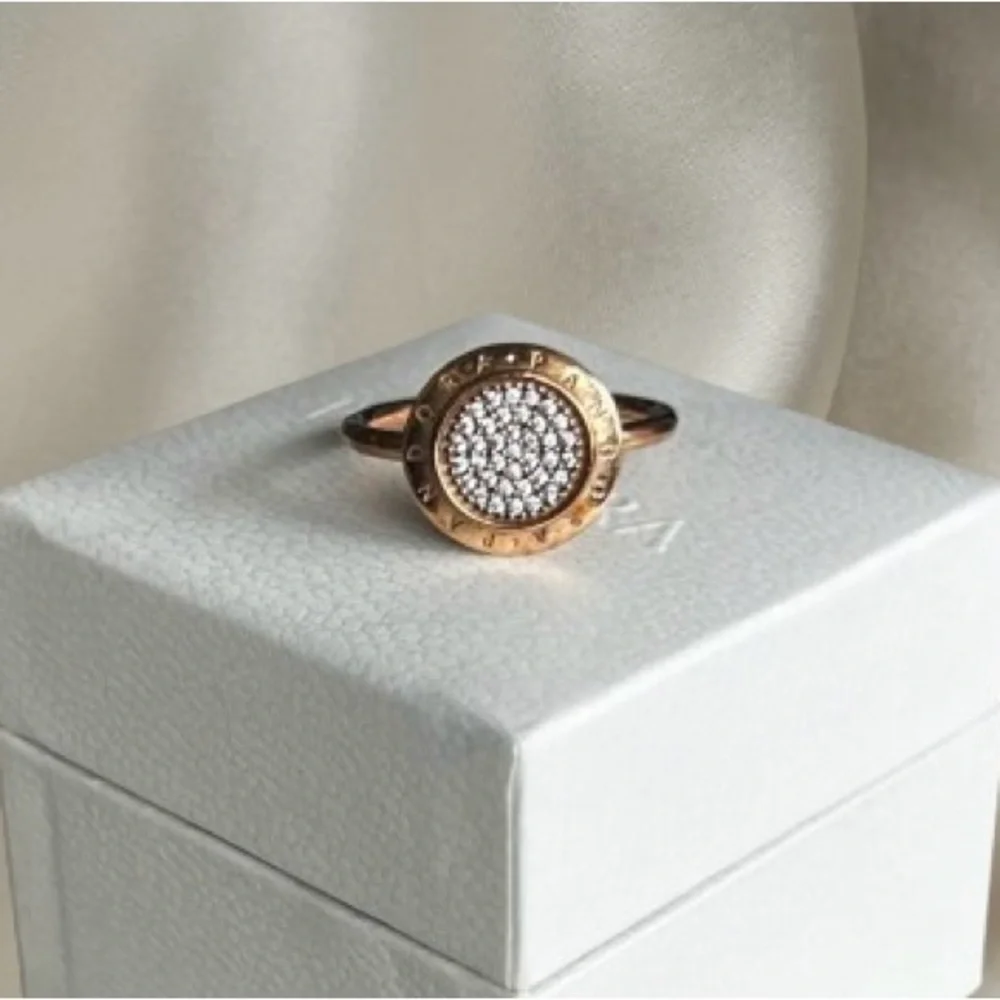 Pandora Rose Pavé Logo Ring ALE R58 EU Size 58 w/Box - Picture 1 of 6